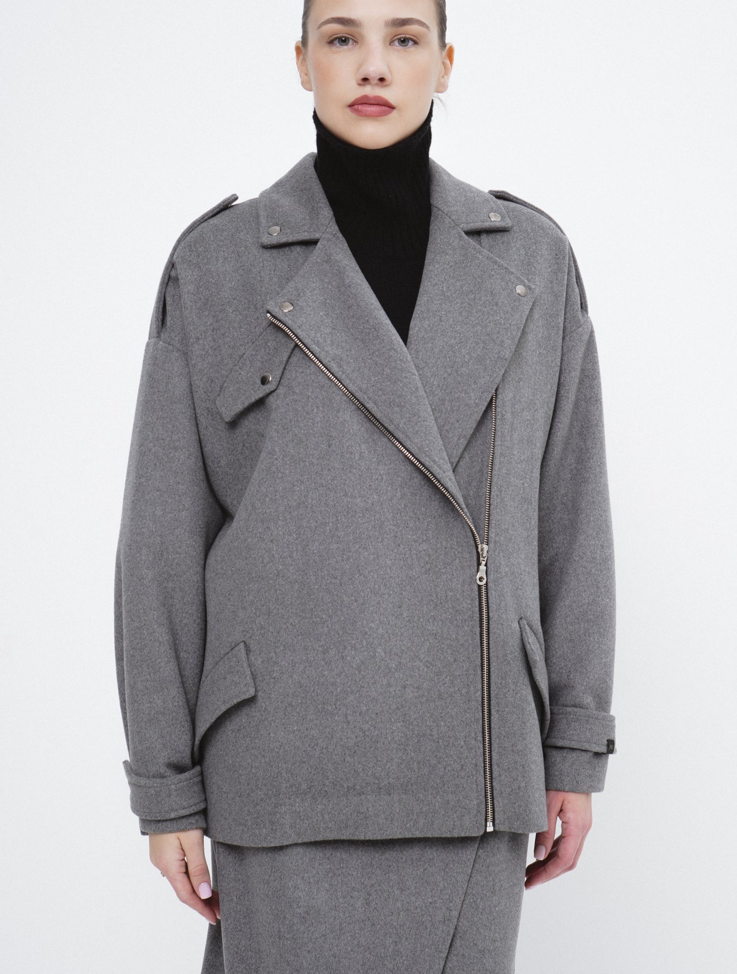 Wool biker style coat CAVALLO
