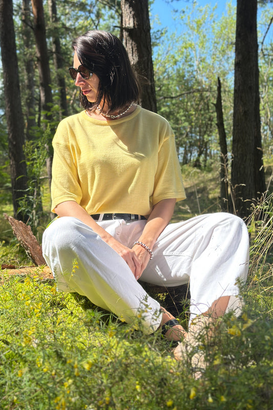 BUTTER YELLOW EXTRAFINE MERINO WOOL T-SHIRT