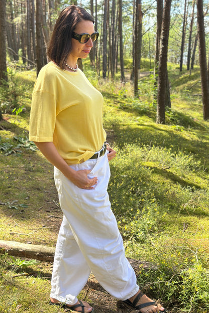 BUTTER YELLOW EXTRAFINE MERINO WOOL T-SHIRT