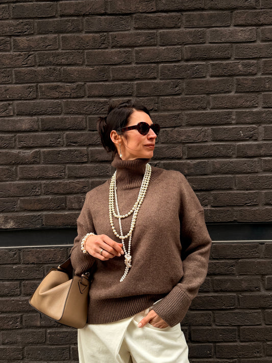 Cashmere Blend Turtleneck Sweater CHOCOLATE MELANGE