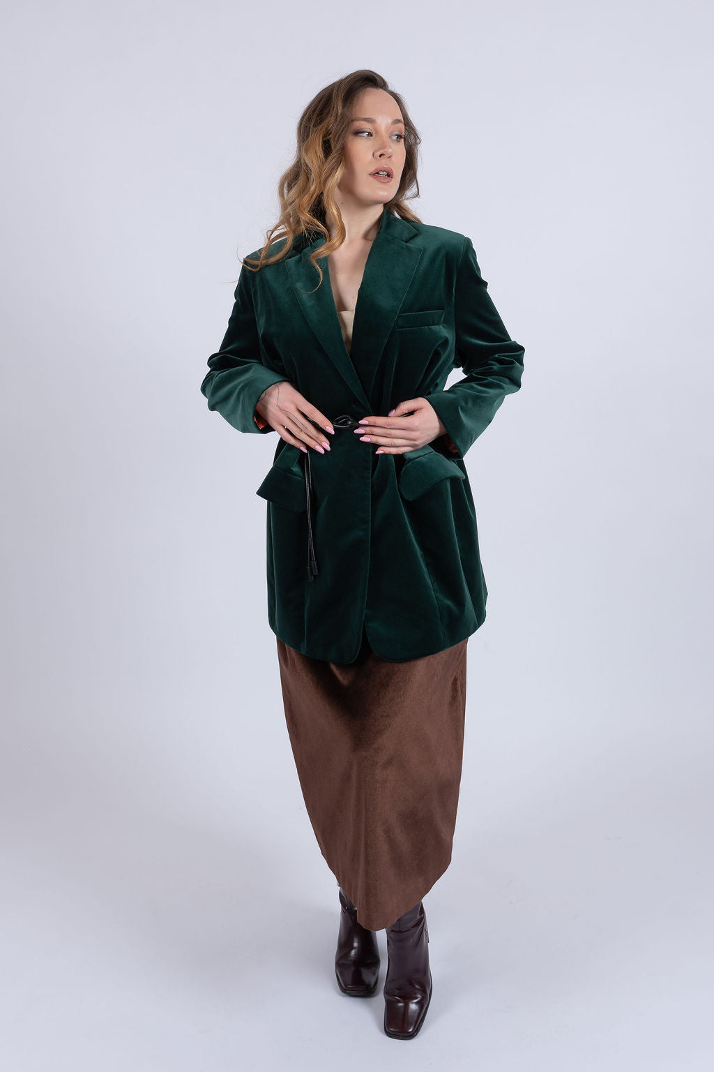 MADAGASCAR apgriezts kokvilnas-samta žakete