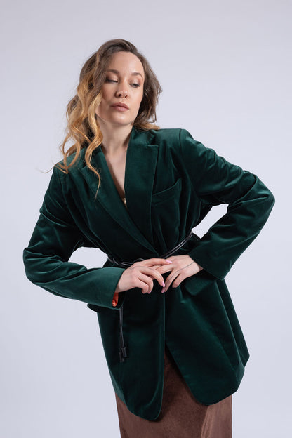 MADAGASCAR apgriezts kokvilnas-samta žakete