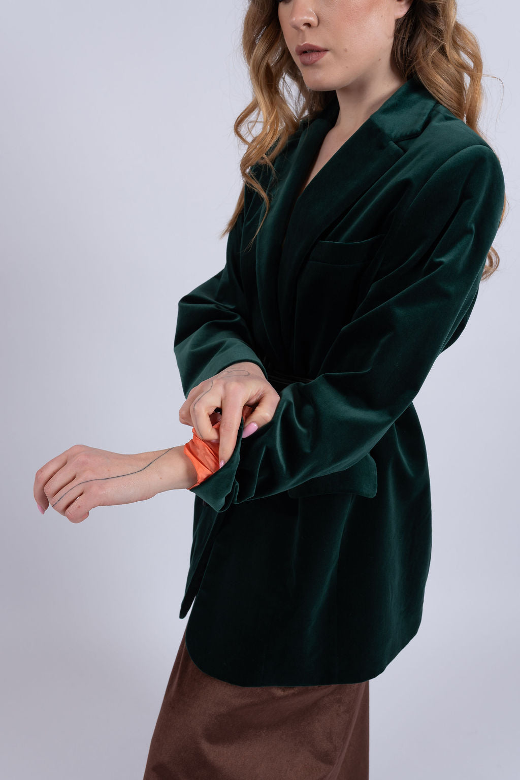 MADAGASCAR apgriezts kokvilnas-samta žakete