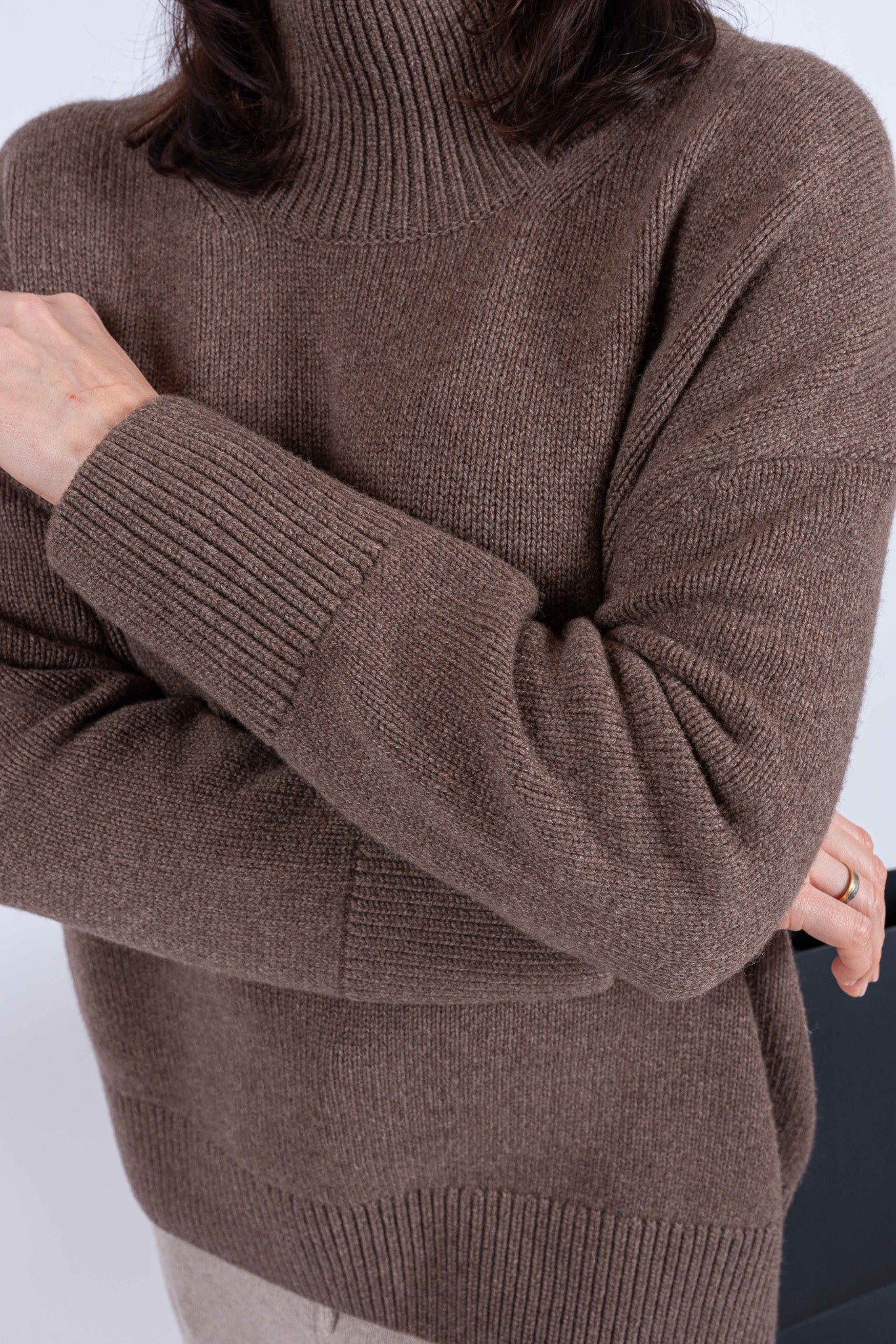 Cashmere Blend Turtleneck Sweater CHOCOLATE MELANGE