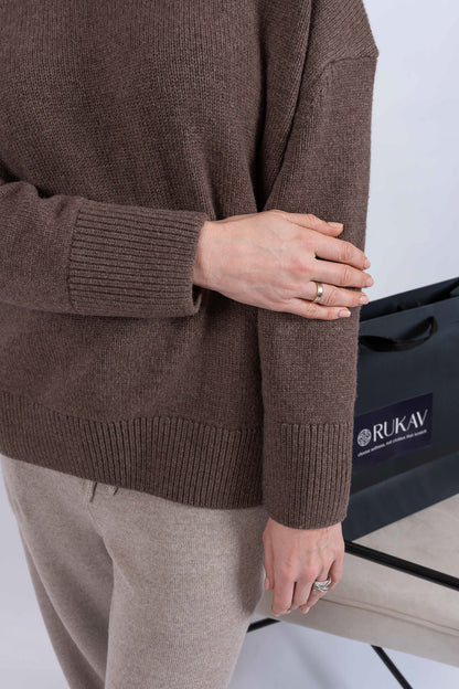 Cashmere Blend Turtleneck Sweater CHOCOLATE MELANGE