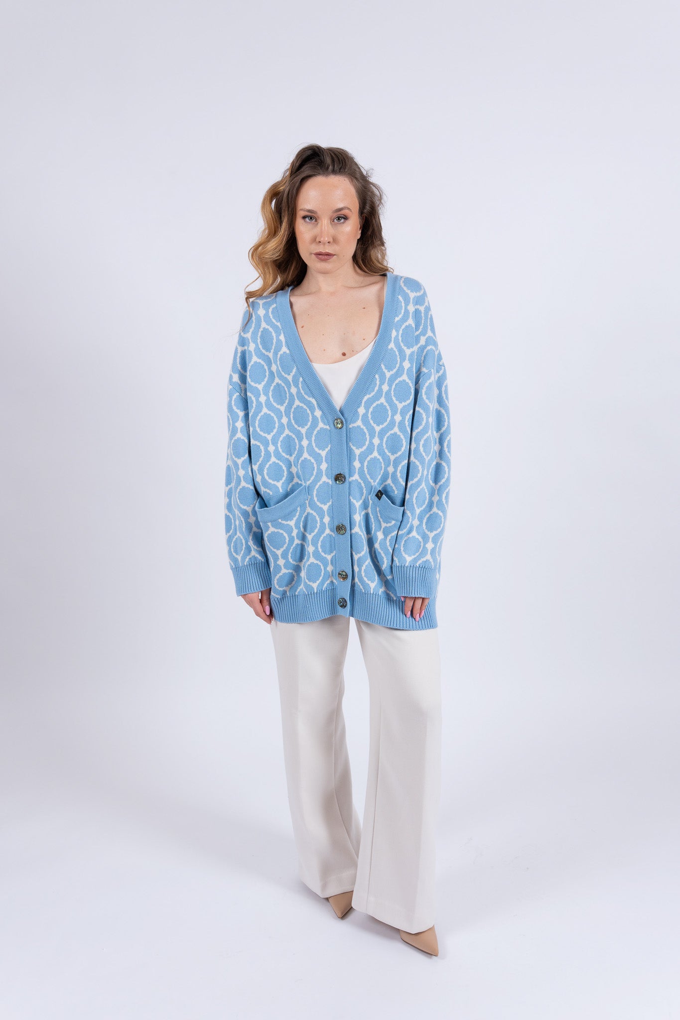 Zils žakarda kardigans CURAÇAO