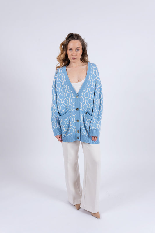 Zils žakarda kardigans CURAÇAO