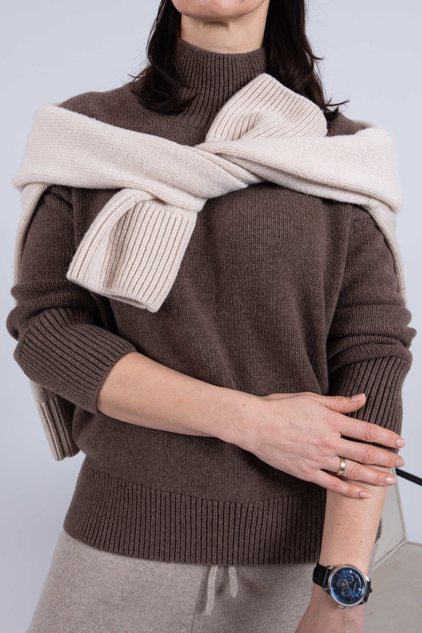 Cashmere Blend Turtleneck Sweater CHOCOLATE MELANGE