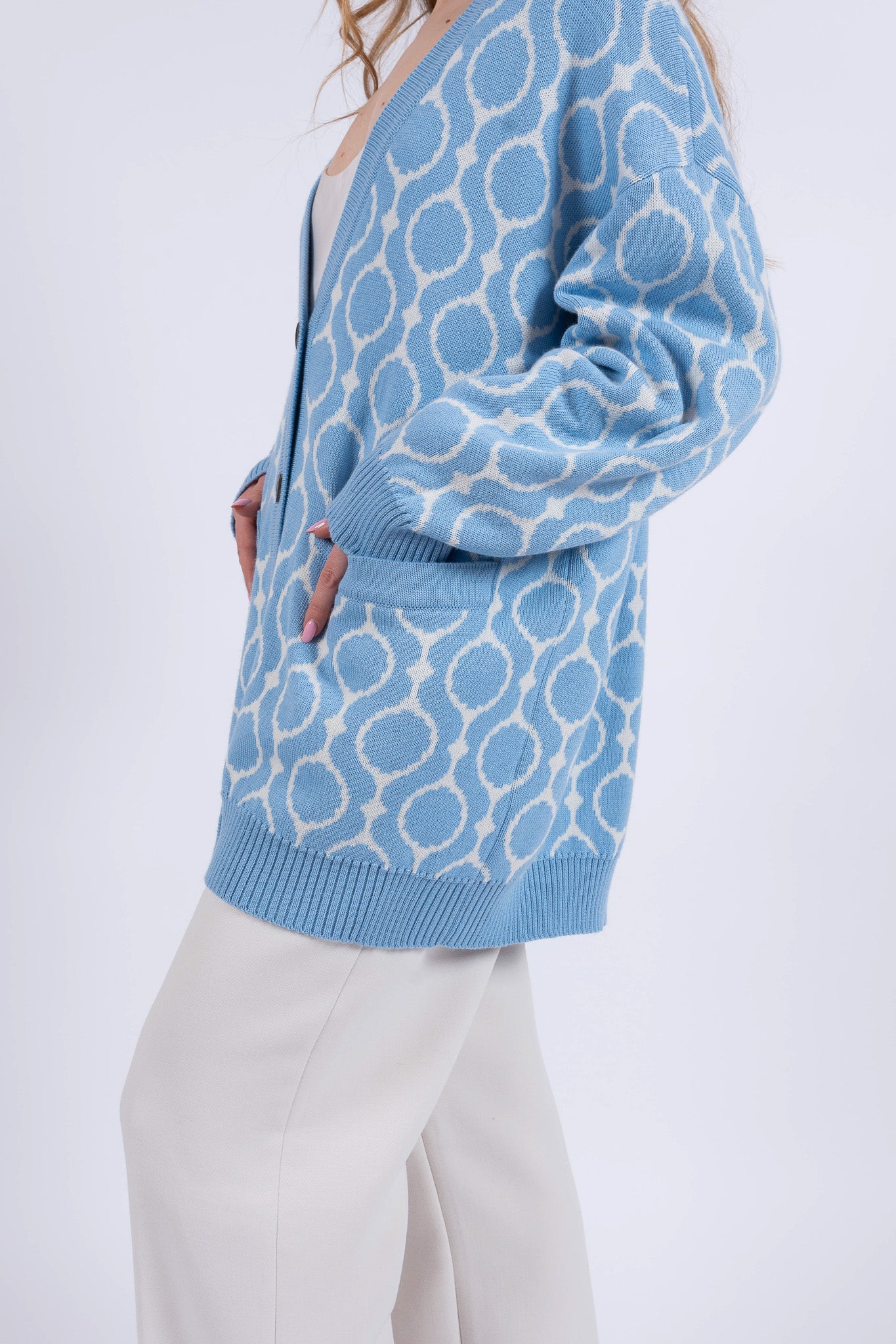 Zils žakarda kardigans CURAÇAO